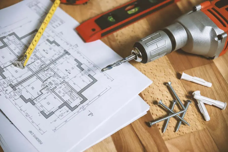 Residential construction plan being reviewed